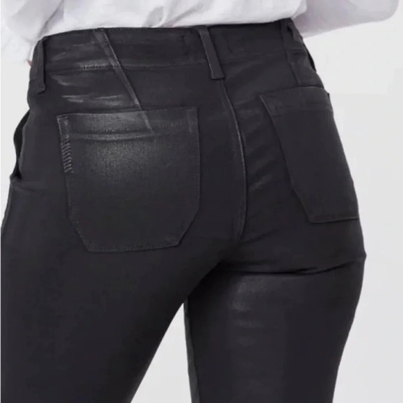 PAIGE Mayslie Coated Jogger Pants in Black Fog Luxe Coating - Picture 4 of 16